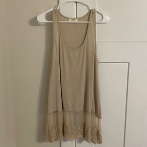 Decorative cream tank top